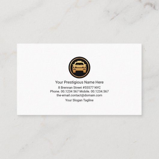 Retro Yellow Taxi Check Boxes Cab Driver Visitekaartje (Achterkant)