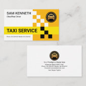 Retro Yellow Taxi Check Boxes Cab Driver Visitekaartje (Voorkant / Achterkant)