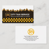 Retro Yellow Taxi Check City Silhouette Cab Driver Visitekaartje (Voorkant / Achterkant)