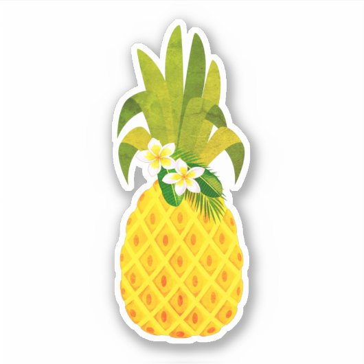 Retro Yellow Tropical Pineapple Sticker (Voorkant)