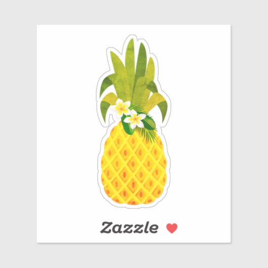 Retro Yellow Tropical Pineapple Sticker (Vel)