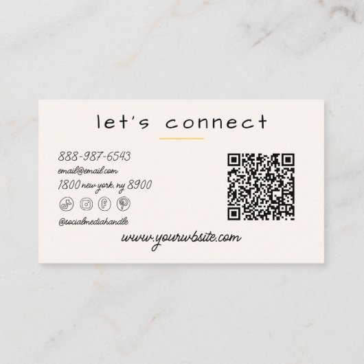 Retro Yellow Wavy Stripes Trendy Boho QR Code Fun Visitekaartje (Achterkant)