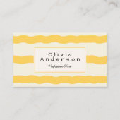 Retro Yellow Wavy Stripes Trendy Boho QR Code Fun Visitekaartje (Voorkant)