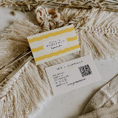 Retro Yellow Wavy Stripes Trendy Boho QR Code Fun Visitekaartje