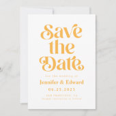 Retro Yellow Wedding Save the Date (Voorkant)