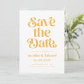 Retro Yellow Wedding Save the Date (Staand voorkant)
