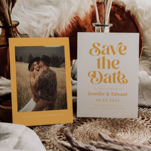 Retro Yellow Wedding Save the Date