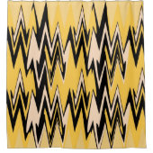 Retro Yellow, zwart zigzap Abstract art deco Douchegordijn (Voorkant)
