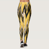 Retro Yellow, zwart zigzap Abstract art deco Leggings (Achterkant)