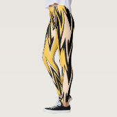 Retro Yellow, zwart zigzap Abstract art deco Leggings (Links)