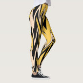 Retro Yellow, zwart zigzap Abstract art deco Leggings (Rechts)