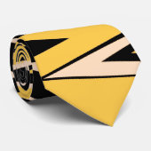 Retro Yellow, zwart zigzap Abstract art deco Stropdas (Opgerold)