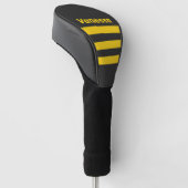 Retro Yellowjacket drie strepen met naam Golfheadcover (Schuin)