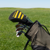 Retro Yellowjacket drie strepen met naam Golfheadcover (Insitu)