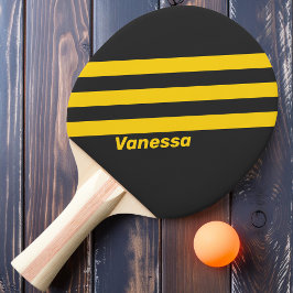 Retro Yellowjacket Drie Strepen met Naam Tafeltennisbatje