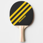 Retro Yellowjacket Drie strepen met naam Tafeltennisbatje (Voorkant)