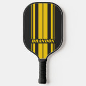 Retro Yellowjacket Dual Board Strepen met Naam Pickleball Paddle (Achterkant)