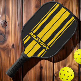 Retro Yellowjacket Dual Board Strepen met Naam Pickleball Paddle
