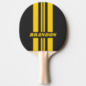 Retro Yellowjacket Dual Rally Stripe met naam Tafeltennisbatje (Voorkant)