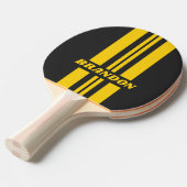 Retro Yellowjacket Dual Rally Stripe met naam Tafeltennisbatje (Voorkant Gekanteld)