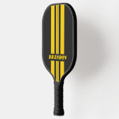 Retro Yellowjacket Dual Rally Stripes met naam Pickleball Paddle (Links)