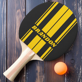 Retro Yellowjacket Dubbele Board Strepen met Naam Tafeltennisbatje