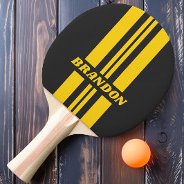Retro Yellowjacket Dubbele Rallystreep met Naam Tafeltennisbatje