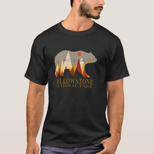 Retro Yellowstone Grizzly Bear Hoodie National Par T-shirt (Voorkant)