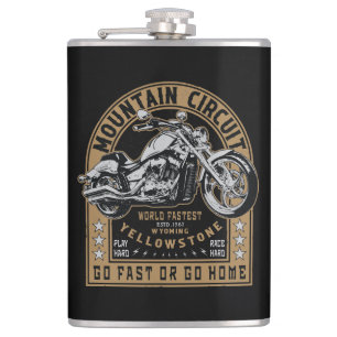 Retro Yellowstone Motorcycle Heupfles