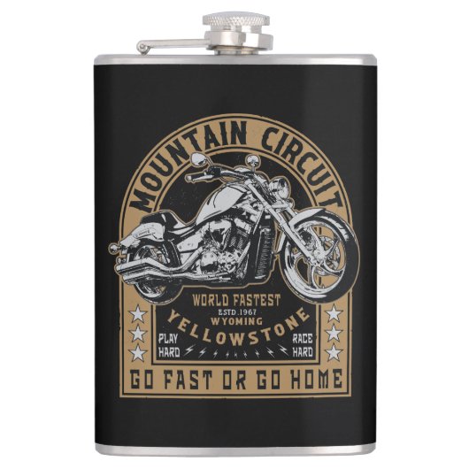Retro Yellowstone Motorcycle Heupfles (Voorkant)