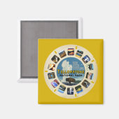 RETRO  YELLOWSTONE NATIONAAL PARK SOUVENIR MAGNEET (Voorkant / Achterkant)