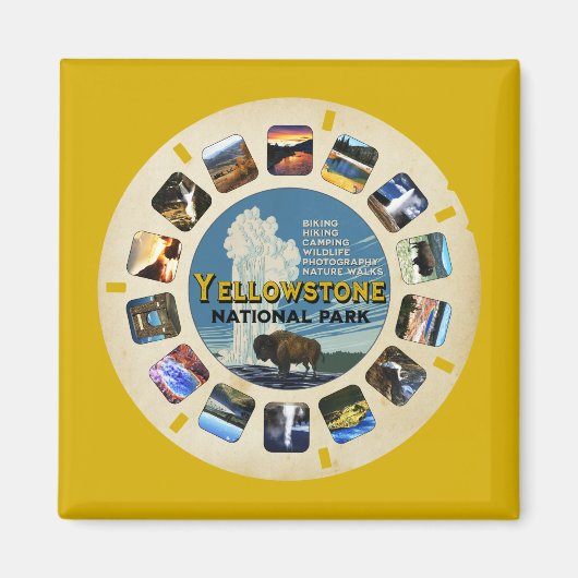 RETRO  YELLOWSTONE NATIONAAL PARK SOUVENIR MAGNEET (Voorkant)