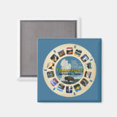 RETRO  YELLOWSTONE NATIONAAL PARK SOUVENIR MAGNEET (Voorkant / Achterkant)