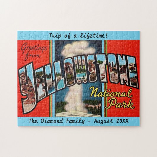 Retro Yellowstone National Park 11x14 Legpuzzel (Horizontaal)
