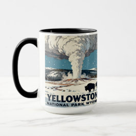 Retro Yellowstone National Park Bison Gift Mok