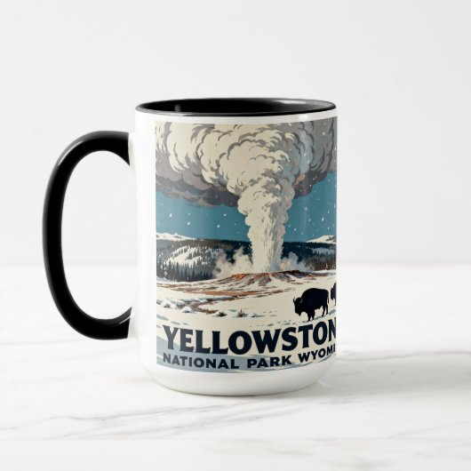Retro Yellowstone National Park Bison Gift Mok (Links)