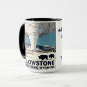 Retro Yellowstone National Park Bizon Cadeau Mok (Voorkant links)