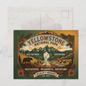 Retro Yellowstone National Park Briefkaart (Voorkant / Achterkant)