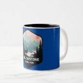 Retro Yellowstone National Park Deer  Gift Tweekleurige Koffiemok (Voorkant rechts)