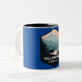 Retro Yellowstone National Park Deer  Gift Tweekleurige Koffiemok (Voorkant links)