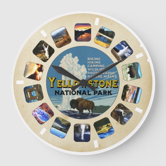 Retro  Yellowstone National Park Souvenir Grote Klok (Voorkant)