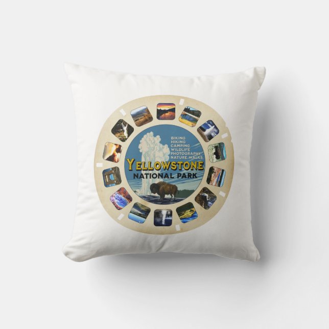 Retro  Yellowstone National Park Souvenir Kussen (Voorkant)