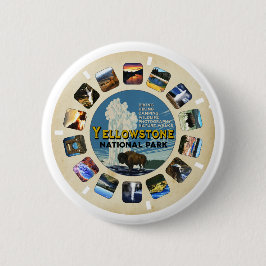 Retro Yellowstone National Park Souvenir Ronde Button 5,7 Cm