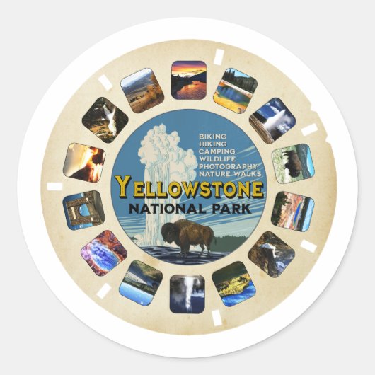 Retro  Yellowstone National Park Souvenir Ronde Sticker (Voorkant)