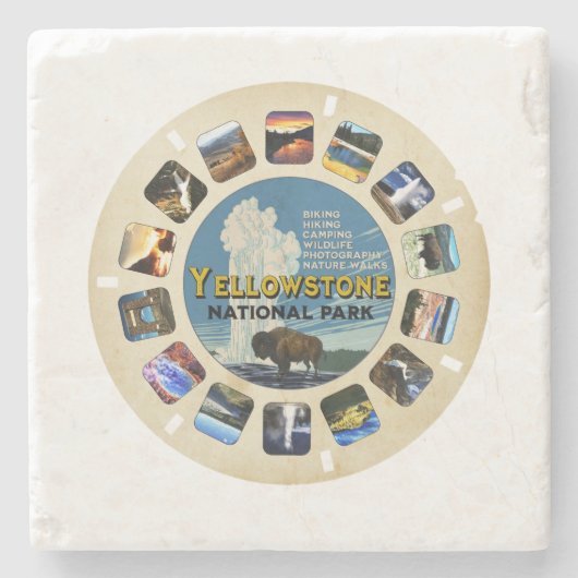 Retro  Yellowstone National Park Souvenir Stenen Onderzetter (Voorkant)