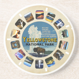 Retro  Yellowstone National Park Souvenir Zandsteen Onderzetter
