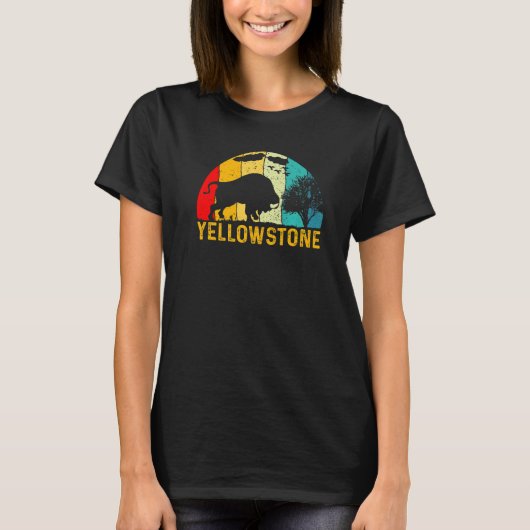 Retro Yellowstone National Park US Bison Buffalo V T-shirt (Voorkant)