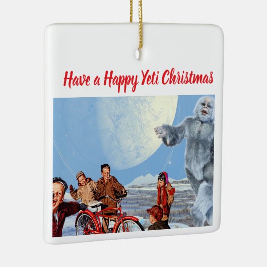 Retro Yeti Christmas Ornament, Personalized Family Keramisch Ornament (Rechts)