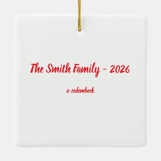 Retro Yeti Christmas Ornament, Personalized Family Keramisch Ornament (Achterkant)