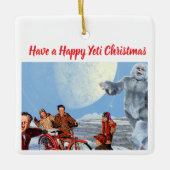 Retro Yeti Christmas Ornament, Personalized Family Keramisch Ornament (Voorkant)